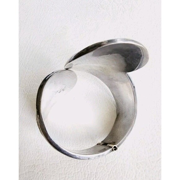 Vintage Sterling 925 Hinged Bypass Clamper Cuff Dotted Bracelet Mexico 36.35g - Picture 7 of 11